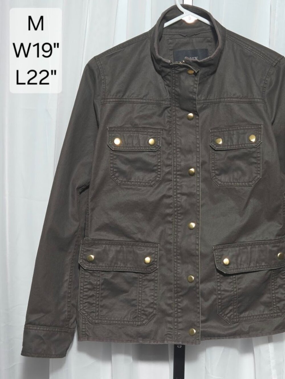 J. Crew Downtown Field Jacket Medium M Olive Green Utility Military Safari Coat